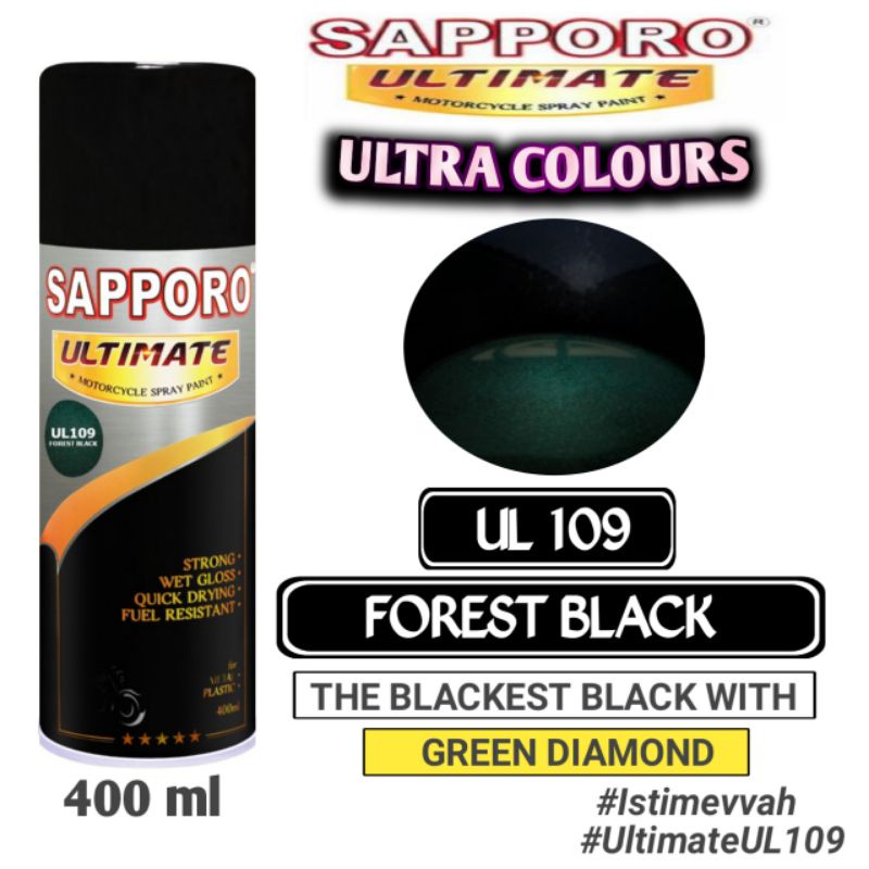 UL109 FOREST BLACK SAPPORO ULTIMATE BLACK SERIES 400ml Cat Semprot Pylok Pilok Pylox / Cat Aerosol /