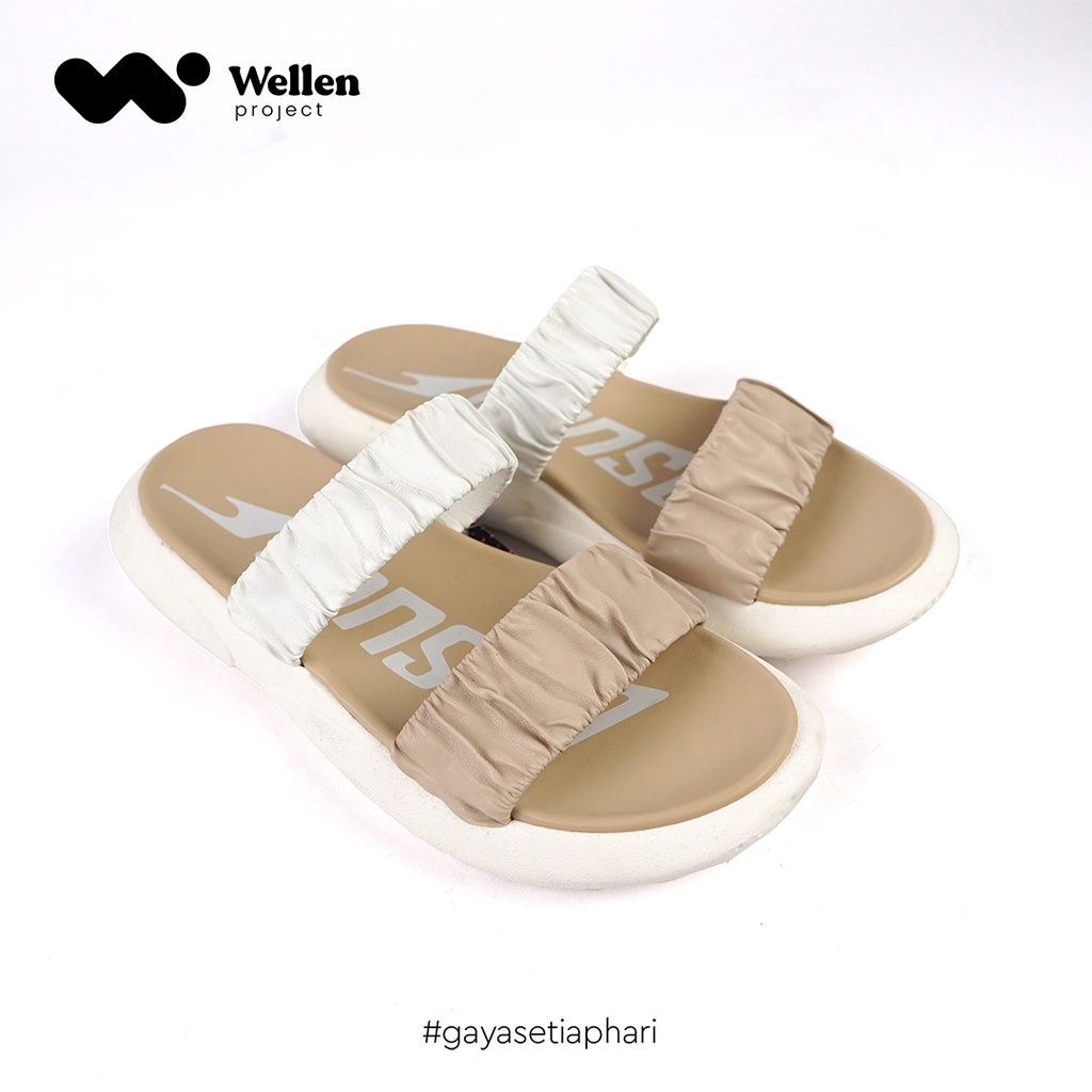 WELLEN PROJECT Sandal Johnson Jade Cream White / Sendal Wanita Kasual Krem Putih