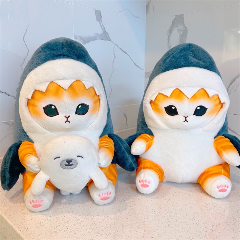 33cm Shark Dress Up Cat Plush Toys Pendant Soft Stuffed Animal Doll Gifts