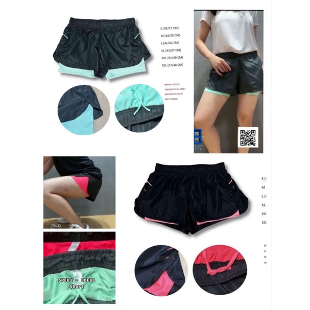 Short Sport Wanita/ Celana Pendek Justbe 01  Running Gym Olah Raga Double Layer Original