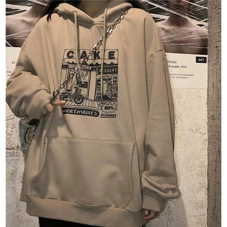 Sweater CAKE Hoodie Jacket Outerwear Pria Wanita Outfit Kasual Santai Style Korean Kekinian Terbaru