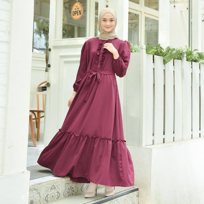 Zhelda Dress - Gamis Simple Bahan Syakilla / Dress Matt Shakila Terlaris - Gamis Terbaru