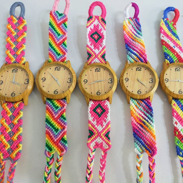 JAM TANGAN KAYU TALI RAJUT UNISEX / HANDMADE