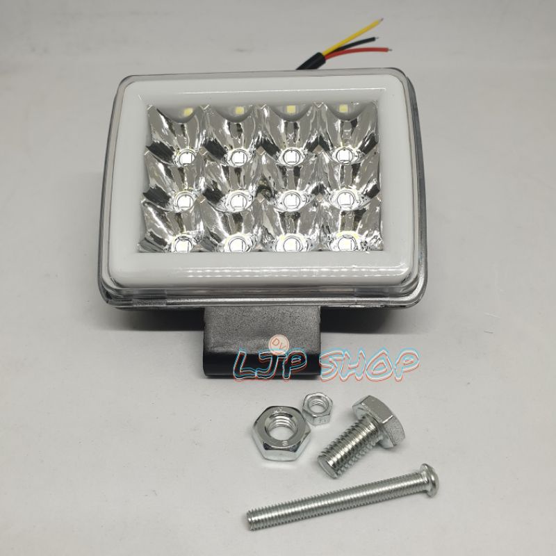 LAMPU TEMBAK CWL DAYMAKER 12 LED PLUS SENJA BIRU 36 WATT MOTOR MOBIL