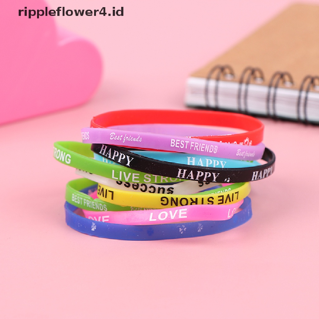 {rippleflower4.id} 10pcs/lot Curah Grosir Fashion Multicolor Gelang Silikon Untuk Wanita Karet~