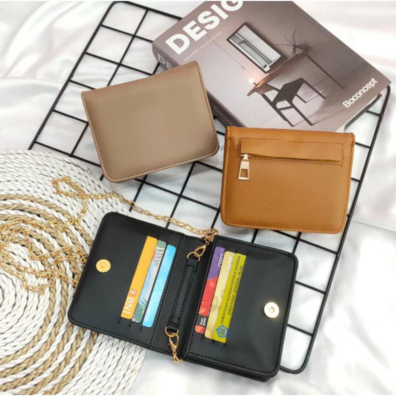 Dompet Kartu/ Dompet Mini/ Dompet Lipat Wanita/Dompet Selempang Mini rantai wanita