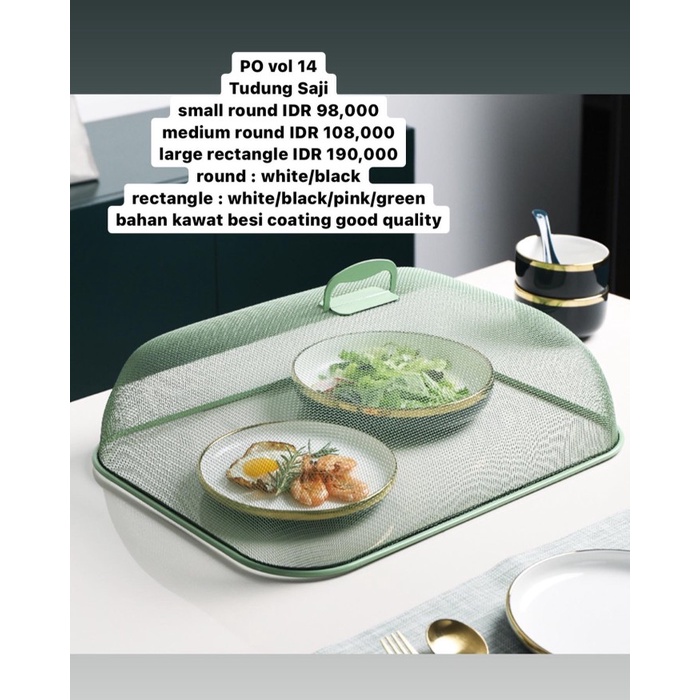 Tud Tudung Saji Modern Besi Kawat Mint Pink Import