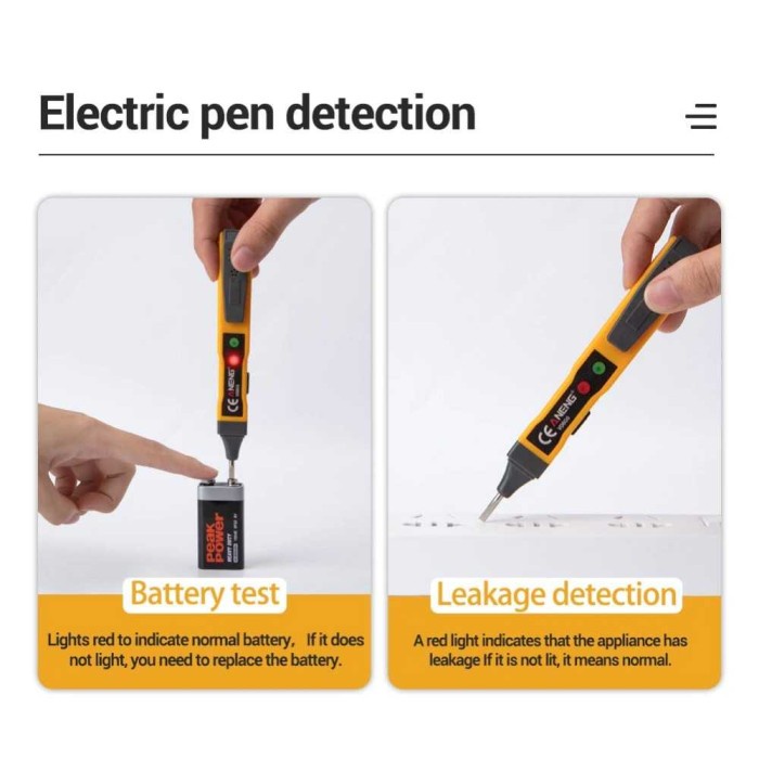 Testpen Test Tes Pen Non Contact AC Voltage Alert Detector 12V 1000V