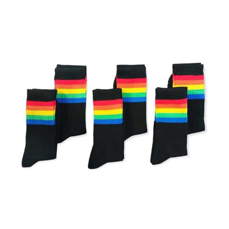 1 Lusin Kaos Kaki Skate Oldschool Rainbow || Kaos Kaki Olahraga Panjang Pria dan Wanita