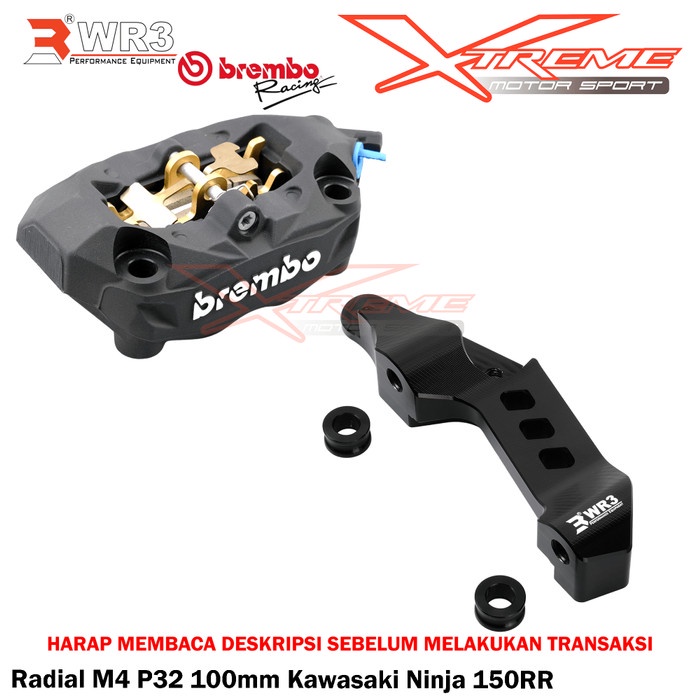 Kaliper Brembo M4 P32 100Mm + Breket Wr3 Ninja 150Rr Disc 320 / 300 Mm #Original