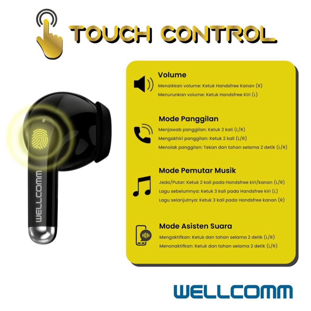 Headset Bluetooth Wellcomm W-001 TWS Earphone Extra Bass Original