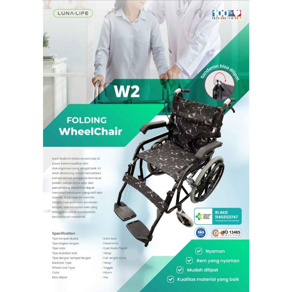 Kursi Roda Traveling Luna Life W2 Wheel Chair Velg Racing Alat Bantu Jalan Gerak Travelling