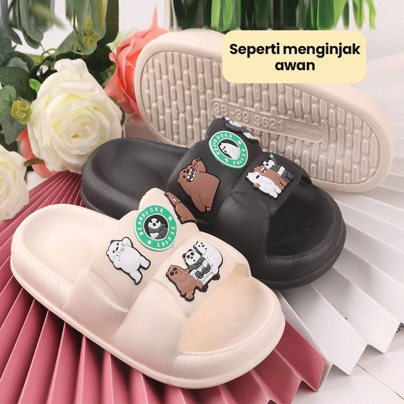 Mainland Sandal Karet Jelly Wanita Lucu Character Sendal Slip On Jelly Rumahan Soft Import AntiSlip HSN125