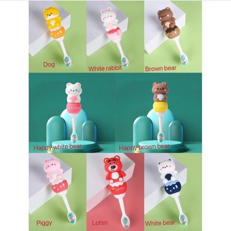 SIKAT GIGI ANAK KARAKTER 3D TIMBUL TOOTH BRUSH CARTOON LUCU DINO BEAR