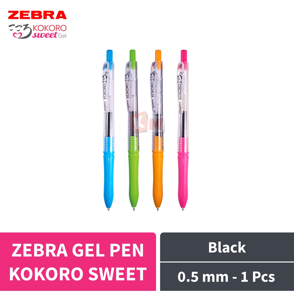 Gel Pen Pulpen Ballpoint Pena Zebra Kokoro Sweet Hitam 0.5 mm