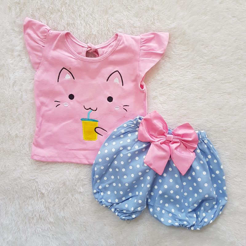 Baju Bayi ribbon shorts set