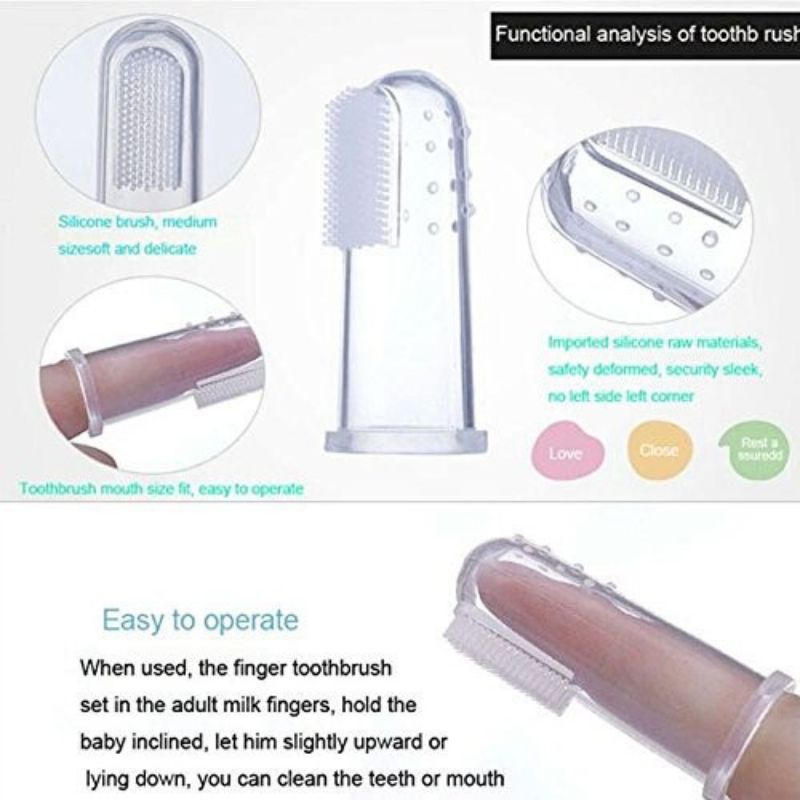 Sikat Gigi Bayi Finger Tooth Import Brush Pembersih Mulut Baby Anak Bahan Silikon