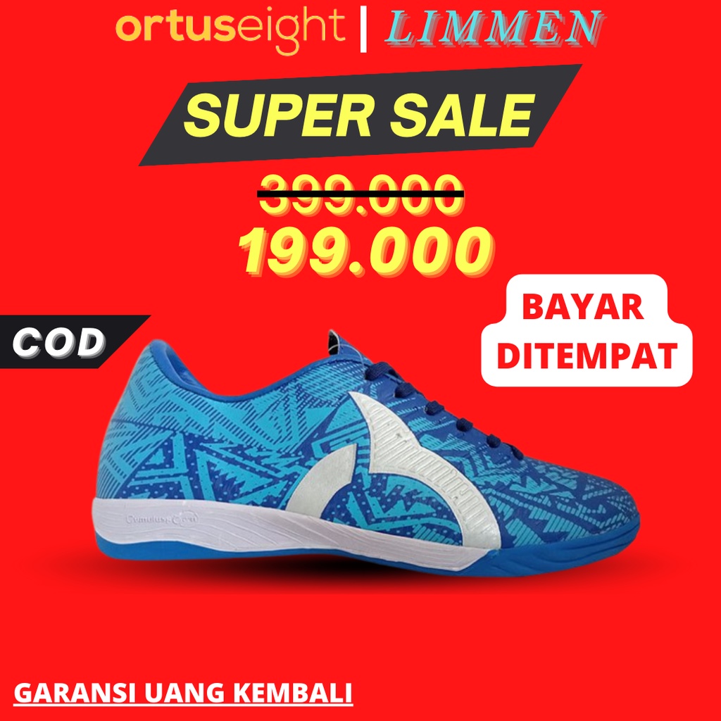 SEPATU FUTSAL ORTUSEIGHT CATALYST VOLT BIRU PUTIH PREMIUM ORIGINAL QUALITY TERBARU