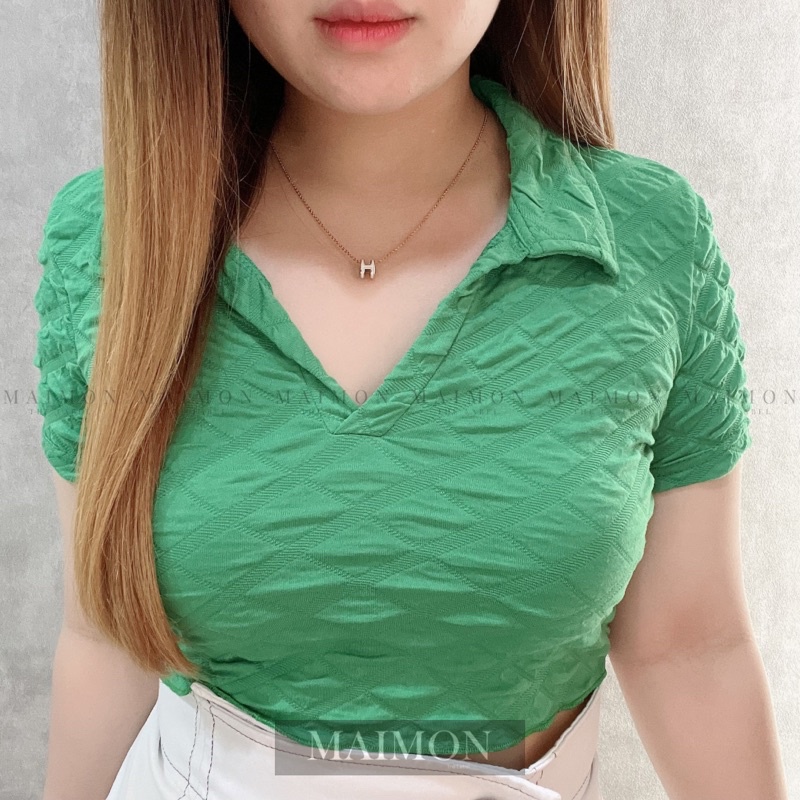 Rhombus Crop Top | Atasan Wanita Korean Fashion | Maimon Grosir