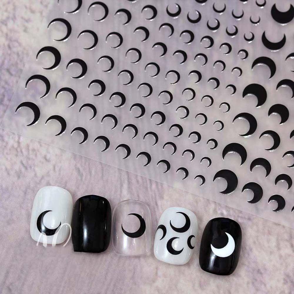 Agustinina Bintang Stiker Kuku Kreatif Ins Style Self-adhesive Korea Nail Art Hitam Putih Nail Art Dekorasi