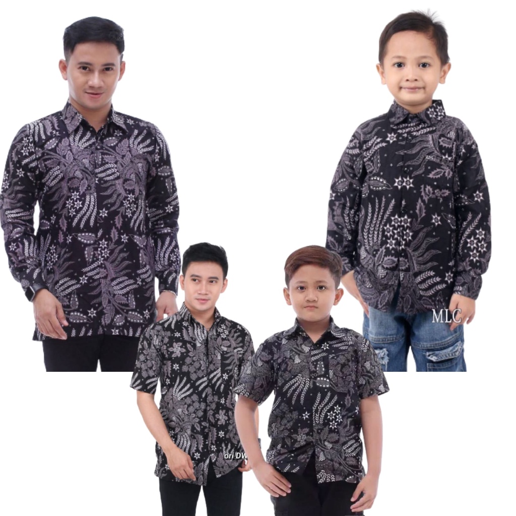 KEMEJA HEM BATIK PRIA M L XL XXL MOTIF MANGGAR ABU ANAK