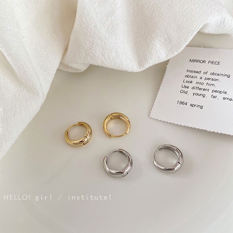 Korea Anting Emas Perak Wanita Elegan Hypoallergenic Hoop Earring Y2K Perhiasan Aksesoris