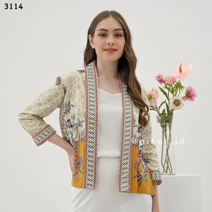 Outer batik wanita modern lengan panjang / bolero batik kantor seragam