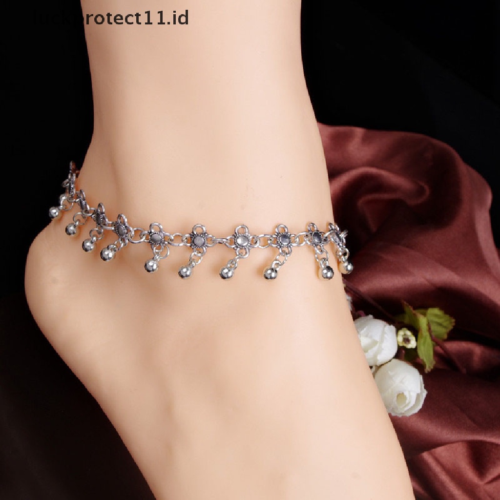 /Fashion Hot// Fashion// 1PC Perak Antik Bunga Lonceng Kecil Gelang Kaki Ankle Bracelet Kaki Rantai Perhiasan.