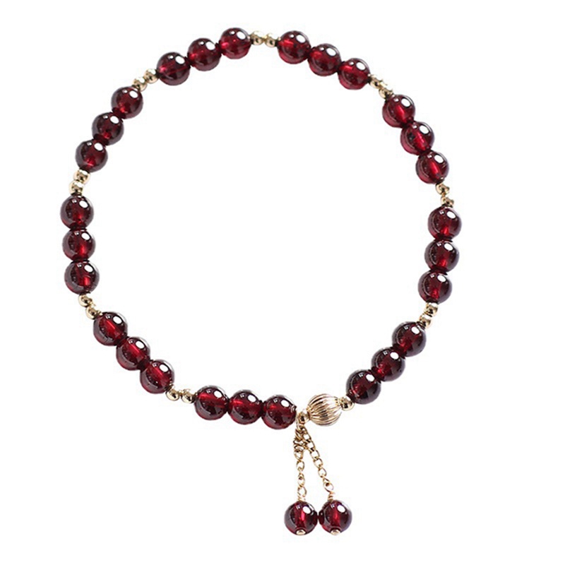 Gaya Baru Cahaya Mewah Desain Niche Fashion Kristal Garnet Gelang Wanita