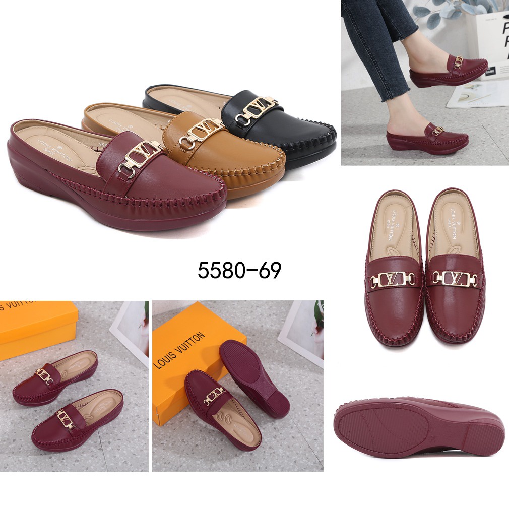 Women's Casual Genuine Leather Flat Mules Sandals 5580-69