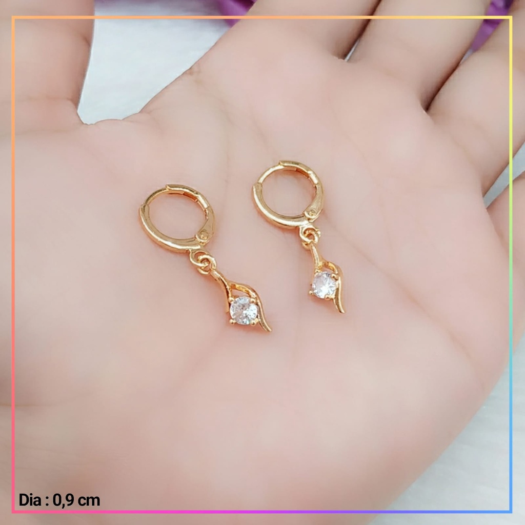 Anting xuping anting dewasa jurai mata satu zirkon perhiasan lapis emas gold AT 206