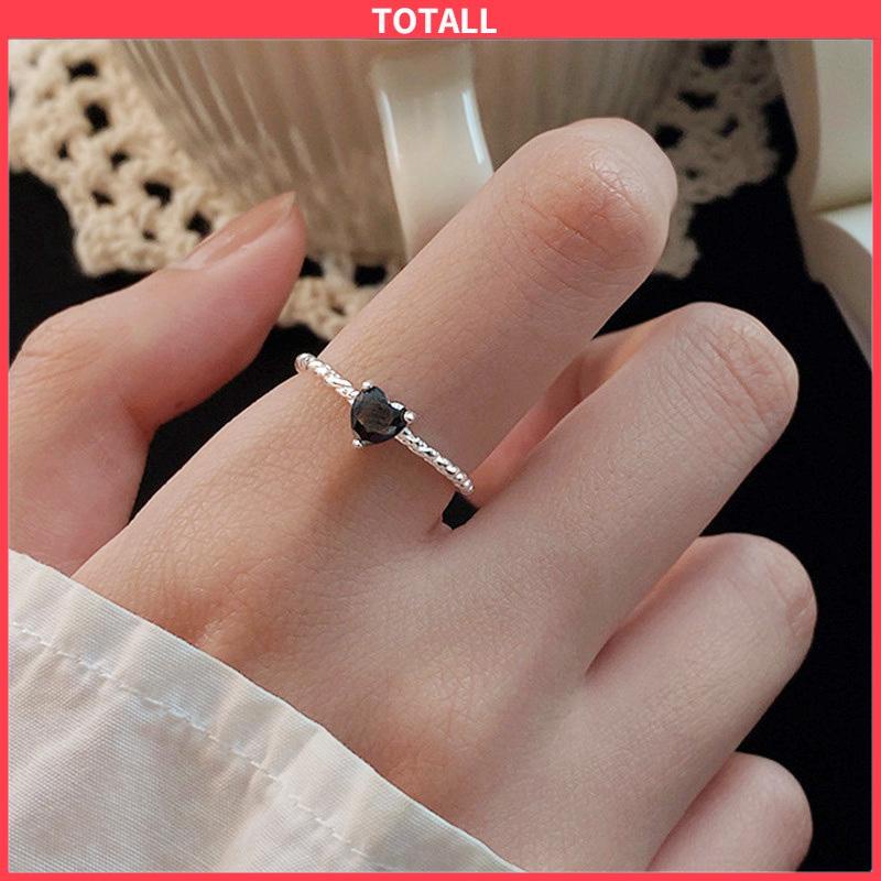 COD Cincin Hitam Cinta Adjustable Korea Fahion Retro Cincin Jari Untuk Wanita-Totall