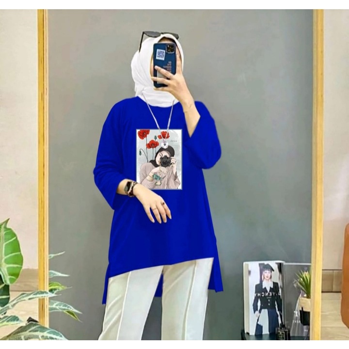 JOSJOLI_STORE/Tunik Hijab Camera/Atasan Wanita Dewasa Lengan 7/8/Fit XL