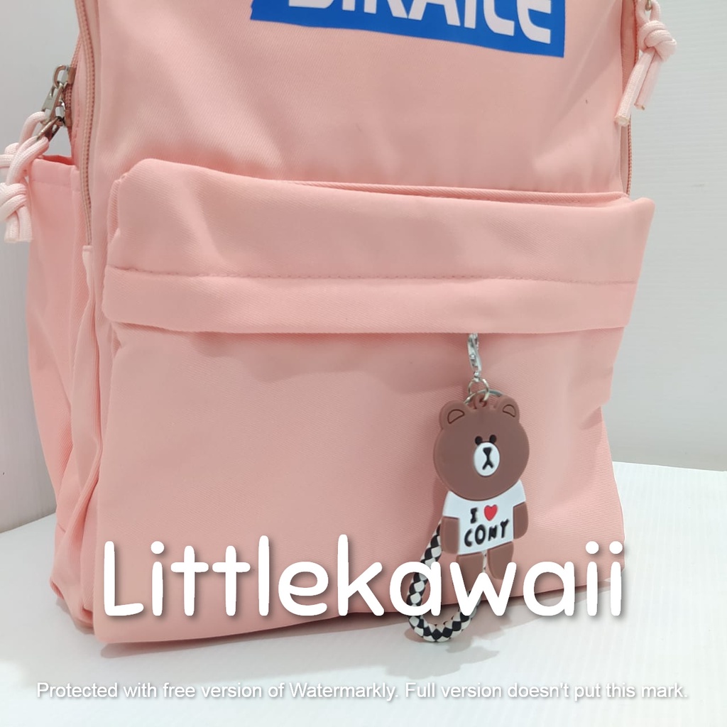 LK/Tas Ransel Laptop Parasut Backpack Sekolah Kuliah Fashion Casual Remaja Dewasa Bear Sikaile Gantungan Mix Import