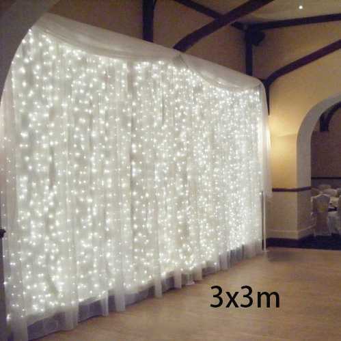 Lampu Dekorasi Pelaminan Wedding Lamaran Standing Gorden Light 3x3M 300 LED Cool White TaffLED