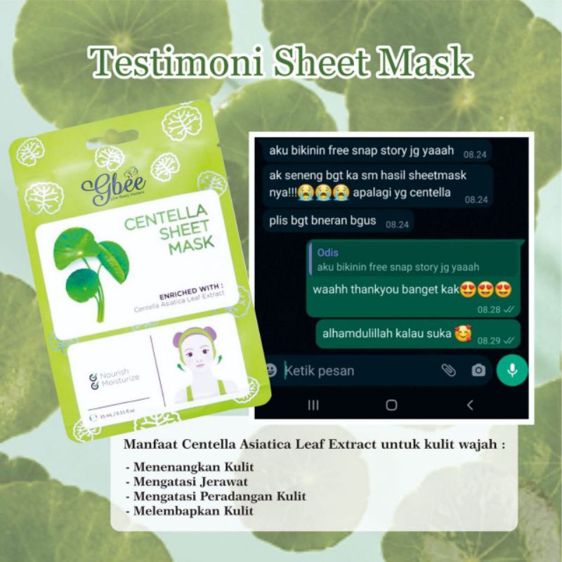 Sheet mask gbee glow beauty trewatment masker wajah gbee glow