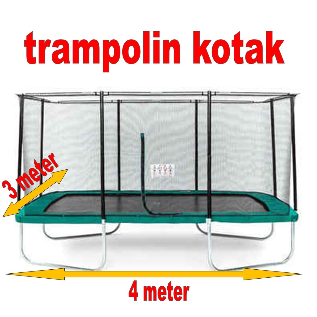 trampoline trampolin kotak petak persegi rectangular square bigsize ukuran besar large big size dewa