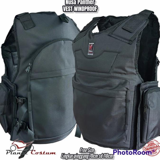 Rompi Motor Black Panther Touring Bikers Turing Anti Angin Air Hitam