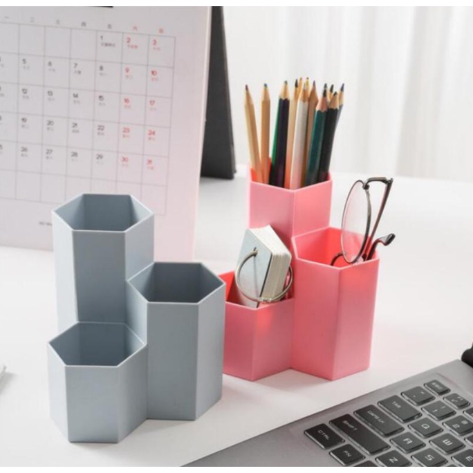 ❤ IJN ❤ Pen Holder / Rak Tempat Pulpen Pensil 3 Sekat Pastel Lucu