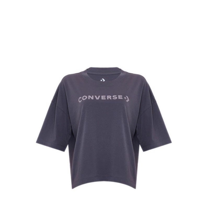 Preloved T-shirt Converse Women's Puff Logo Cropped Tee - Burgundy original counter