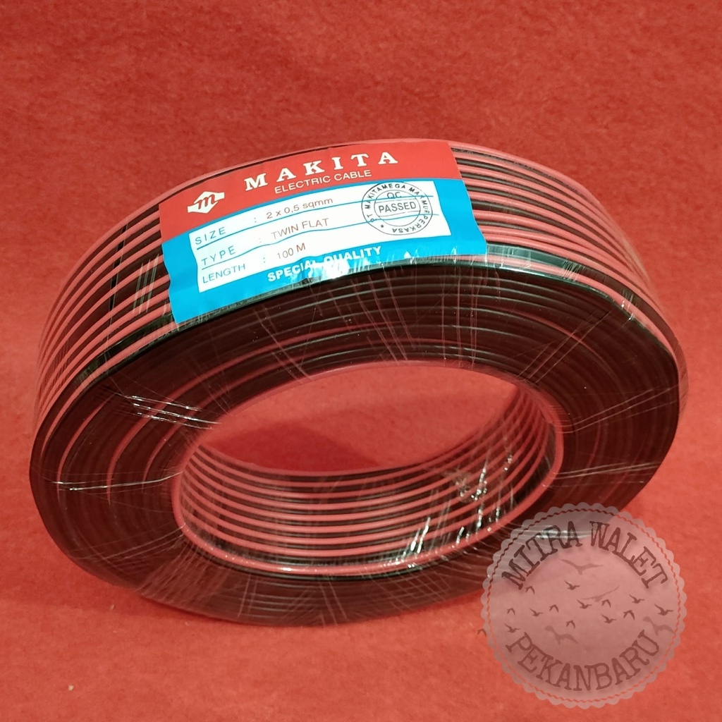 kabel MAKITA TWIN FLAT 2 x 0,5 dan 2 x 0,75 panjang 100 meter