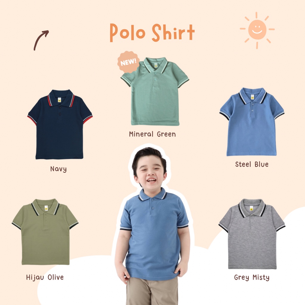 Yobebee II Polo Shirt Anak Laki Laki Usia 2 4 6 8 10 Tahun Kemeja Kaos Polo Model Tangan Pendek Baju Atasan Kids Polos Cotton Lembut Strech Boy Tee Shirt Model Casual Santai Kaos Kerah Anak Cowok