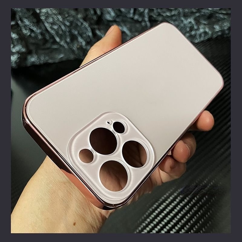 IPHONE High-end Bisnis Electroplated Dark Purple Case Untuk Iphone14 11 13 12 Pro Max Casing Pelindung 14plus Jatuh-Bukti Minimalis Penutup Belakang