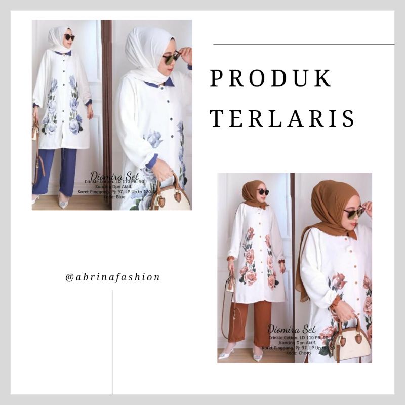 Diomora Muslim Premium Bunga Kekinian | Baju Setelan Wanita 2in1 Trendy Wanita Terbaru 2023 Kekinian