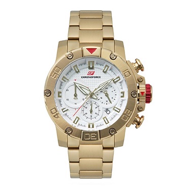 Chronoforce CF5257G-6 White Dial Gold Stainless Steel - Jam Tangan Pria