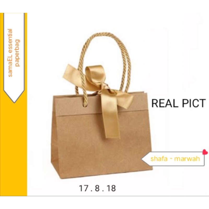 

THE ESSENTIAL GOLD GLOSSY PAPERBAG SUPER | termasuk pita | shopeebags