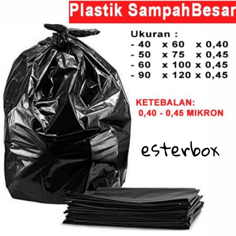 plastik sampah kantong sampah hitam uk. 40x60 | 50x75 | 60x100 | 90x120 | 120x180