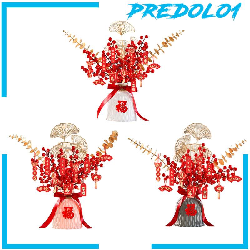 [Predolo1] Hiasan Imlek Merah Spring Festival Bonsai Meja Centerpiece