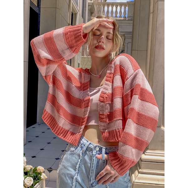 Stripe Cardigan Knitwear SHEIN