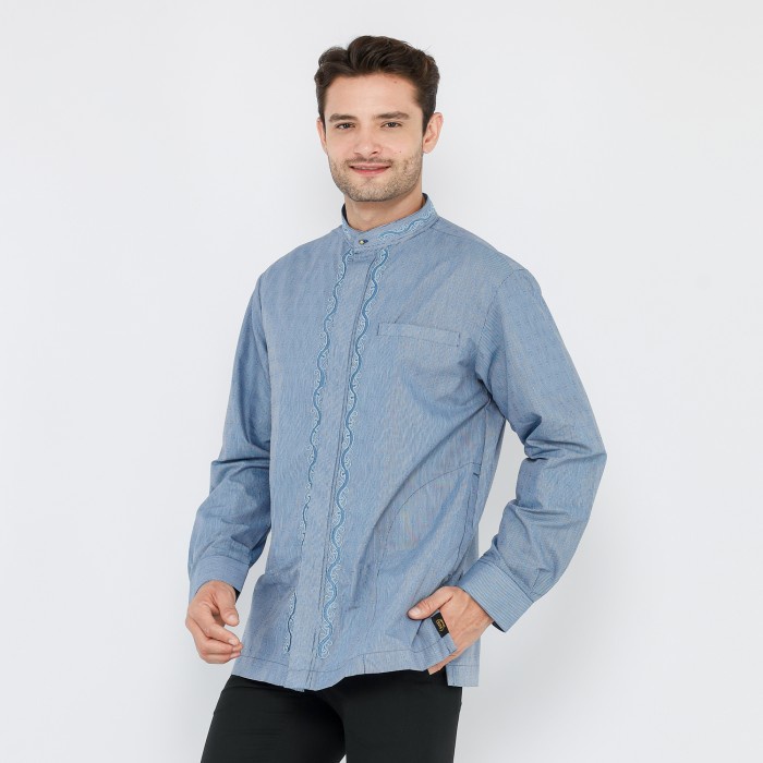 Baju Koko BHS Signature Double Biru Muda - XL